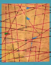 nancy berlin Flight Patterns 2025 mixed media on wood pael
