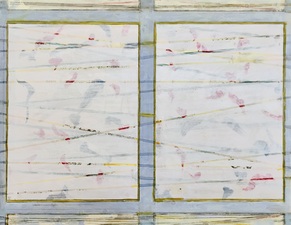 nancy berlin Flight Patterns 2025 mixed media on wood panel