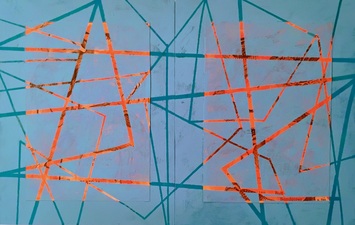 nancy berlin Flight Patterns 2025 mixed media on wood panel