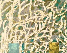 nancy berlin All about 2026 mixed media on wood panel