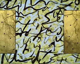 nancy berlin All about 2026 mixed media on wood panel