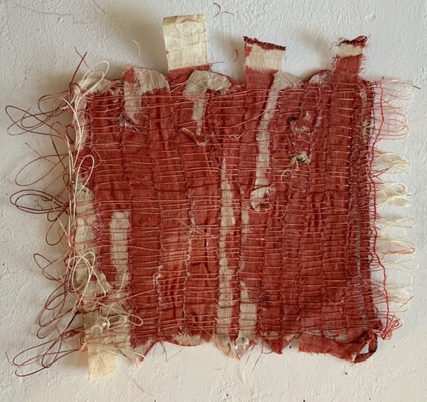  Weaving Torn linen with pigment