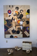 Nancy Ferro Works on wood and canvas Papers, wood, crayon, c. pencil, graphite, and found objects