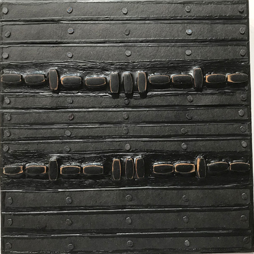 High Contrast New Mixed Media Works Tar paper with encaustic and found beads on panel