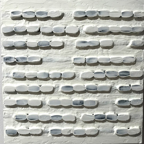 Missing Links New Mixed Media Works Encaustic with found beads on panel