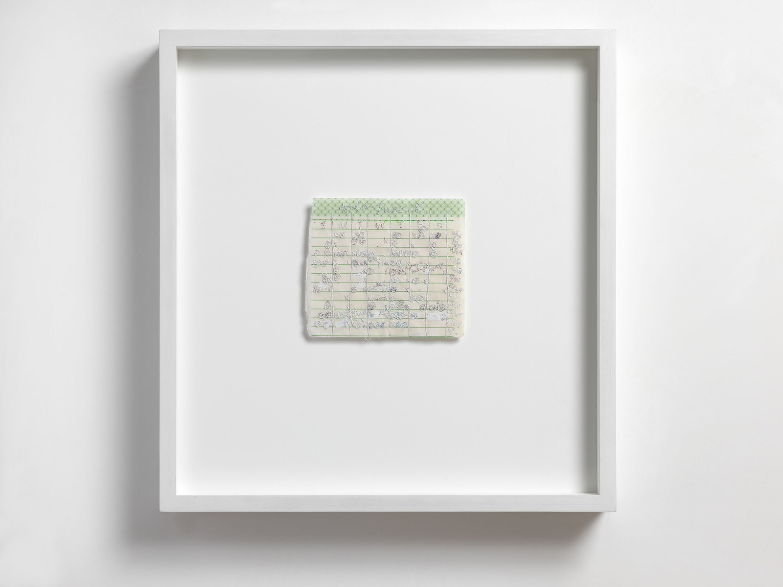 Nicola Ginzel  Selected Flatwork hand written schedule, embroidered with thread by hand