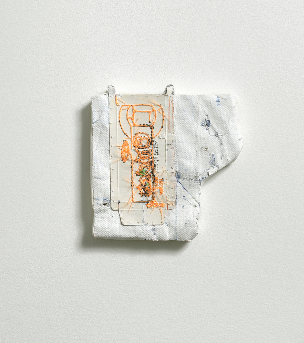 Nicola Ginzel  Selected Flatwork stitched packaging with thread, ink, canvas, plaster