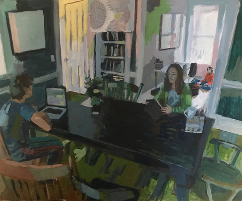 Dining Room Table Home Paintings, 2018 acrylic paint on panel
