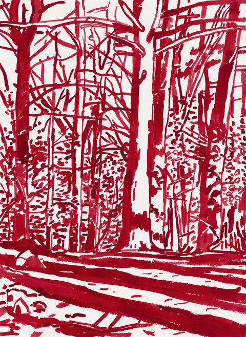 Niels Burger Red Ink on paper