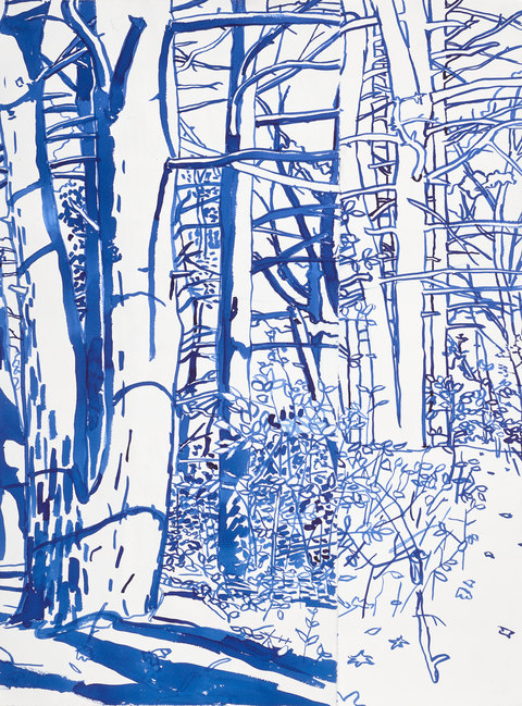 Niels Burger Black and Blue Ink on paper