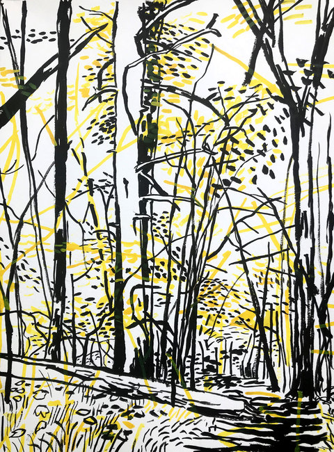 Niels Burger Black and Yellow Ink on paper