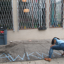 Oasa DuVerney Brooklyn Hi-Art Machine chalk on sidewalk
