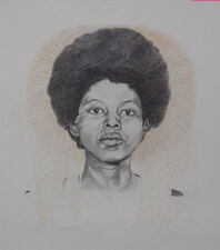 Oasa DuVerney Selected Works graphite and gold dust on hand cut paper