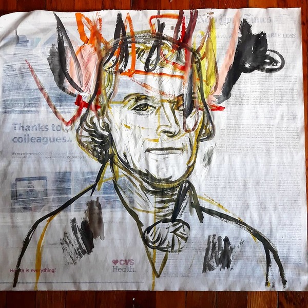 BORZOTTA ARTS-Art/Classes/Events/Networking Chris Lee: R.I.P. SAMO and Other Stories, The Semiotics of Basquiat Gouache, ink, acrylic on gesso'd NY Times