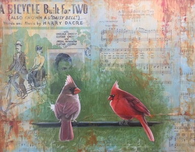 Palette Online ArtSpace "For The Birds" Group Show- July 5 - Aug 26, 2017 Paper, oil, wax	