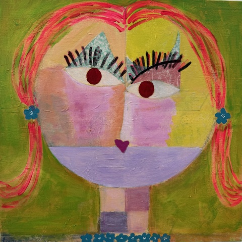 PAMELA STODDART Portraits acrylic & collage on canvas