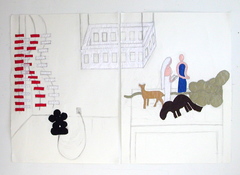 Patricia Dahlman Drawings pencil, thread, fabric, on paper