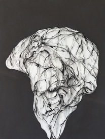 Patricia Russac Colossal Heads pastel on paper
