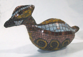Patricia Rockwood Mosaics: Objects Wire, plaster gauze, thinset, glass tile, earrings