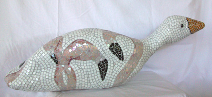 Patricia Rockwood Mosaics: Objects Plaster goose, ceramic mosaic tile, stained glass