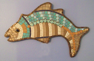 Patricia Rockwood Mosaics: Panels Glass and ceramic tile, glass gems on board