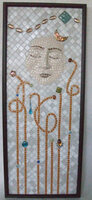 Patricia Rockwood Mosaics: Panels Glass and ceramic tile, thinset, costume jewelry on board