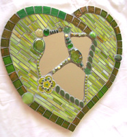 Patricia Rockwood Mosaics: Panels Mirror shards, glass and ceramic tile, glass gems, costume jewelry on board