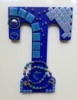 Patricia Rockwood Mosaics: Panels Resin letter, glass and ceramic tile, found objects