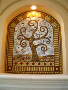 Patricia Rockwood Mosaics: Selected Corporate & Private Commissions Glass tile, mirror tile, glass gems, found objects, on wood