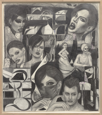 Paul Brainard Drawings pencil and collaged drawing on paper