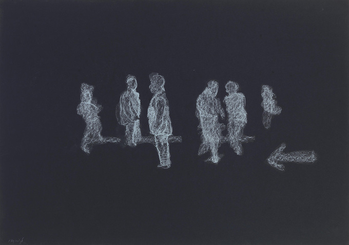  An image, an Eidólon soft chalks on black paper