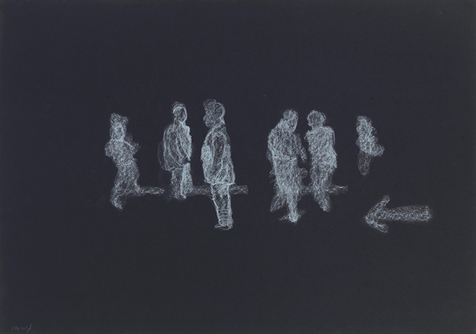  Exhibitions 2020-2023 white chalk on dark paper 