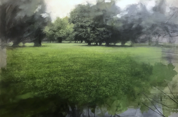 Peter Roux Down By The River oil, charcoal on panel