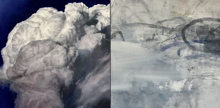 Peter Roux 2020 oil, charcoal, pastel on canvas (diptych)