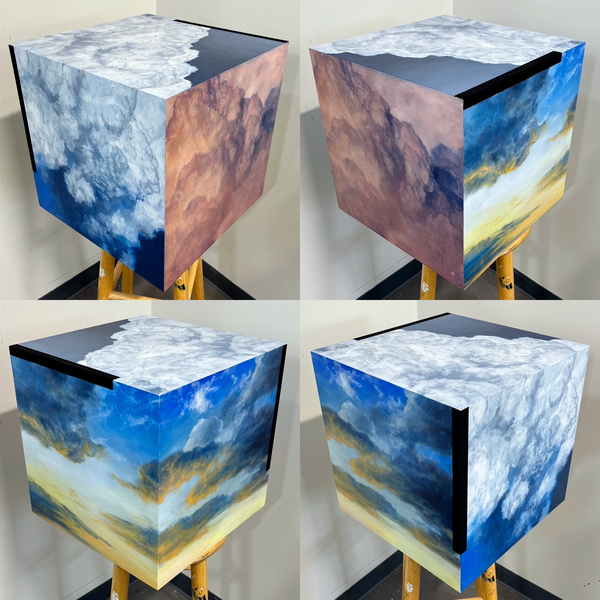 Peter Roux CUBES oil on paneled cube