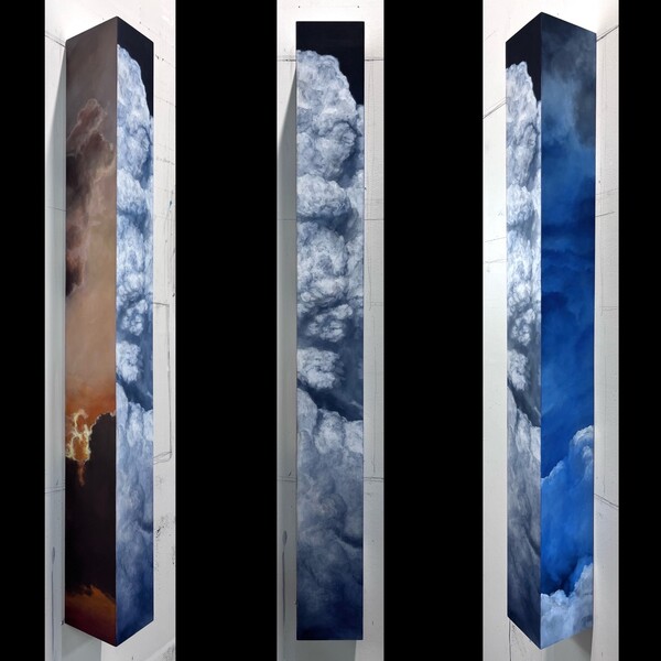 Peter Roux cloud and sky oil on column panel