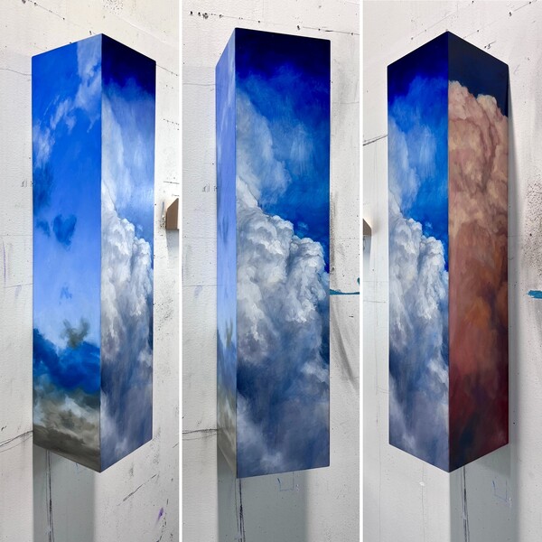 Peter Roux cloud and sky oil on column panel