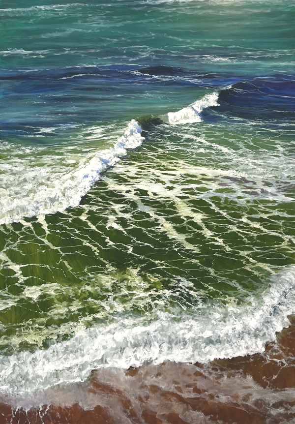 Peter Roux land, water oil on panel