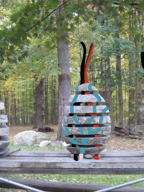 Red, Black & Blue Split Rock Drawing ideas for sculpture Colored Photo