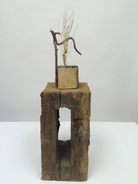  Small Sculptures Twisted twig, old barn mortise & broom bristel
