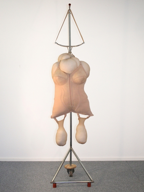 Petra Groen Sculpture/ installations mixed media, corset, stockings, frame
