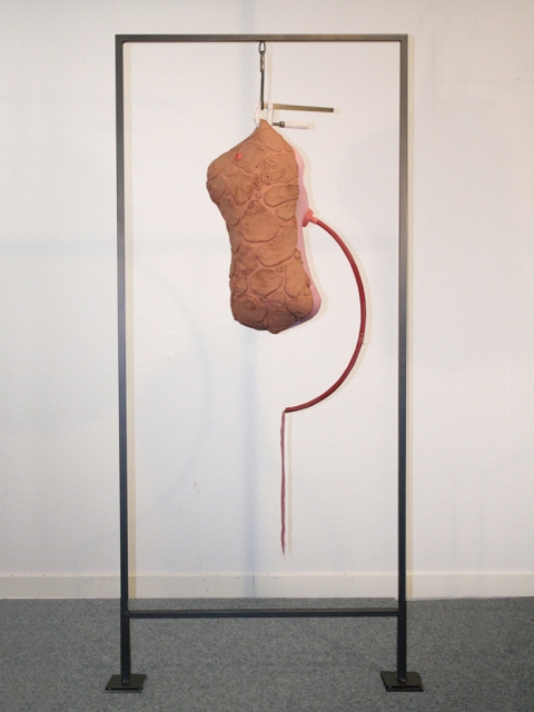 Petra Groen Sculpture/ installations mixed media, silicon rubber, wood clamp, hose, metal frame