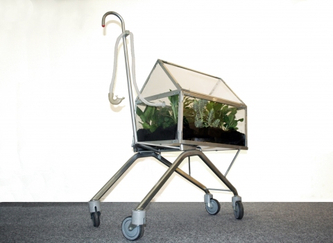 Petra Groen Sculpture/ installations Plant,s, earth, greenhouse, cart, snorkle piece