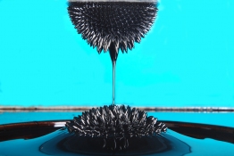 Petra Groen Sculpture/ installations ferrofluid, magnetic field, object made of stainless steel and hydraulic pump.