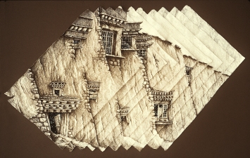Philip Sugden, Artist Large Scale Studio Ink Drawings Sepia Ink and Gouache on handmade Himalayan Daphne Paper