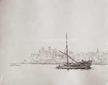 Philip Sugden, Artist Location Drawings Sepia Ink on Paper. Drawn on location