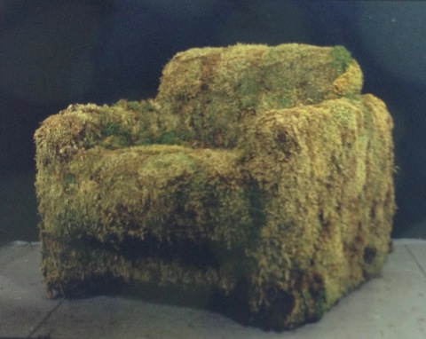 Randy Brozen      Artist and Educator Moss, nature, and hand-made paper Apholstered chair, moss