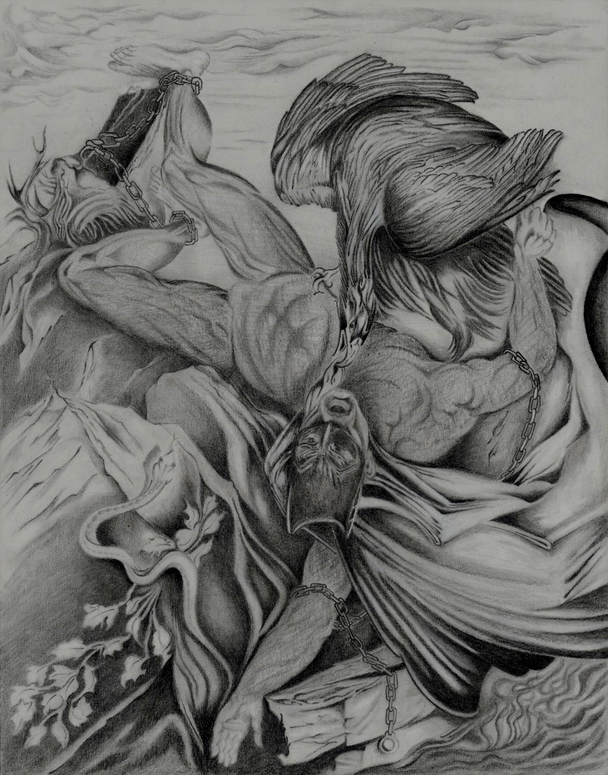 Rebecca Willhoft Old Masters and Superheroes Pencil,Charcoal