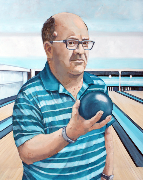 Tim Mastering 5 Pin Bowling RACHEL MINDRUP Oil Portraits NF1 (Worldwide) Oil on Canvas