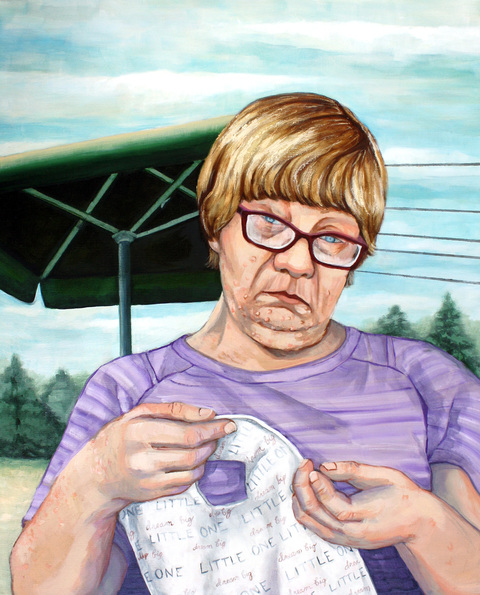 Laurie Sewing a Baby Bib RACHEL MINDRUP Oil Portraits NF1 (United States) Oil on Canvas